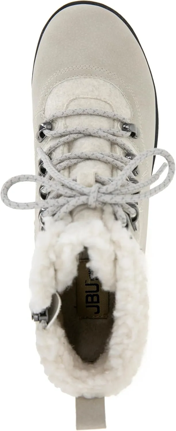 JBU Women's Poland Lace Up with Faux Shearling Fashion Comfort Waterproof Ankle Boot