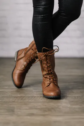 Keep Me Warm Fleece Combat Boot (Tan)