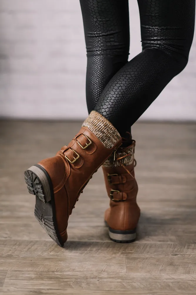 Keep Me Warm Fleece Combat Boot (Tan)