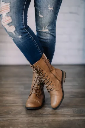 Keep Me Warm Fleece Combat Boot (Taupe)