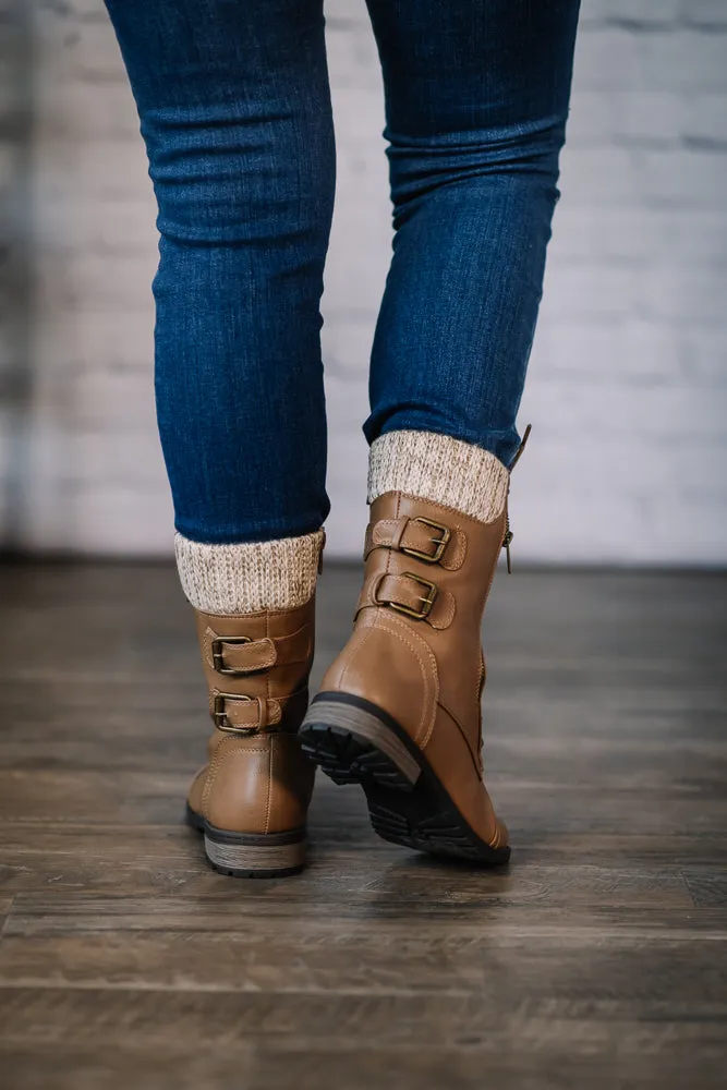 Keep Me Warm Fleece Combat Boot (Taupe)