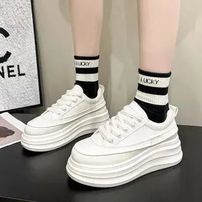 Lace-Up Contrast Platform Sneakers