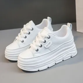 Lace Up Round Toe Platform Sneakers