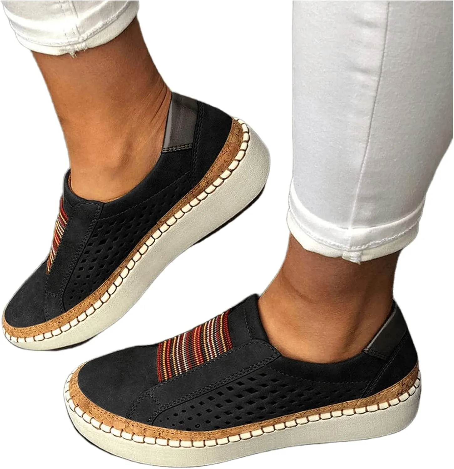 Lausiuoe Sneakers For Women Wide Width Comfortable Low Top Casual Canvas Shoes Fashion Slip On Walking Flat Loafers