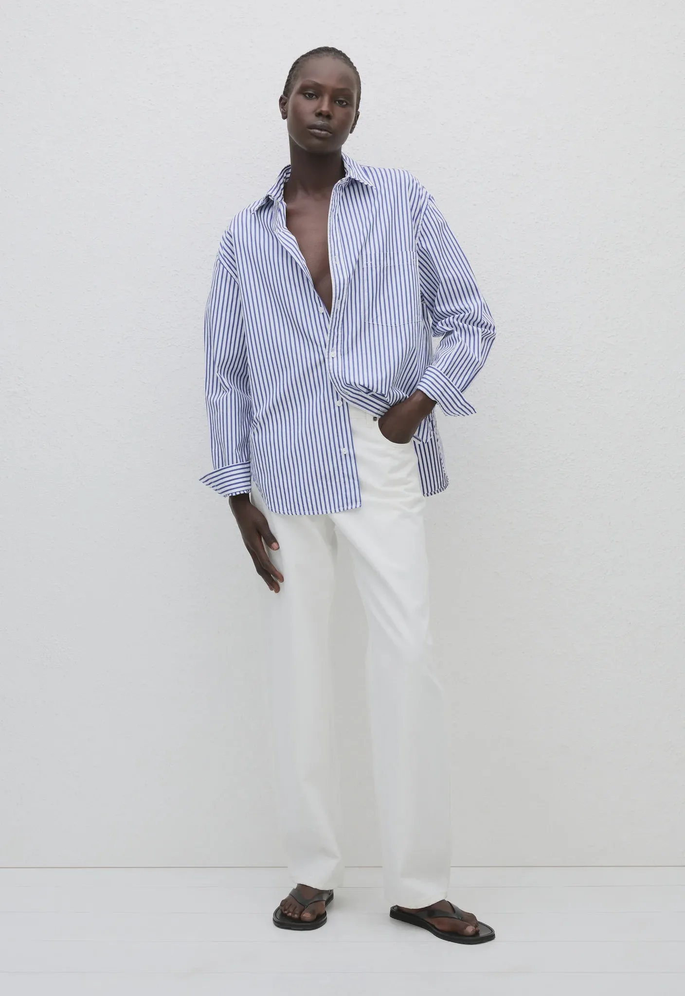 Matteau Classic Stripe Shirt in Cobalt Stripe