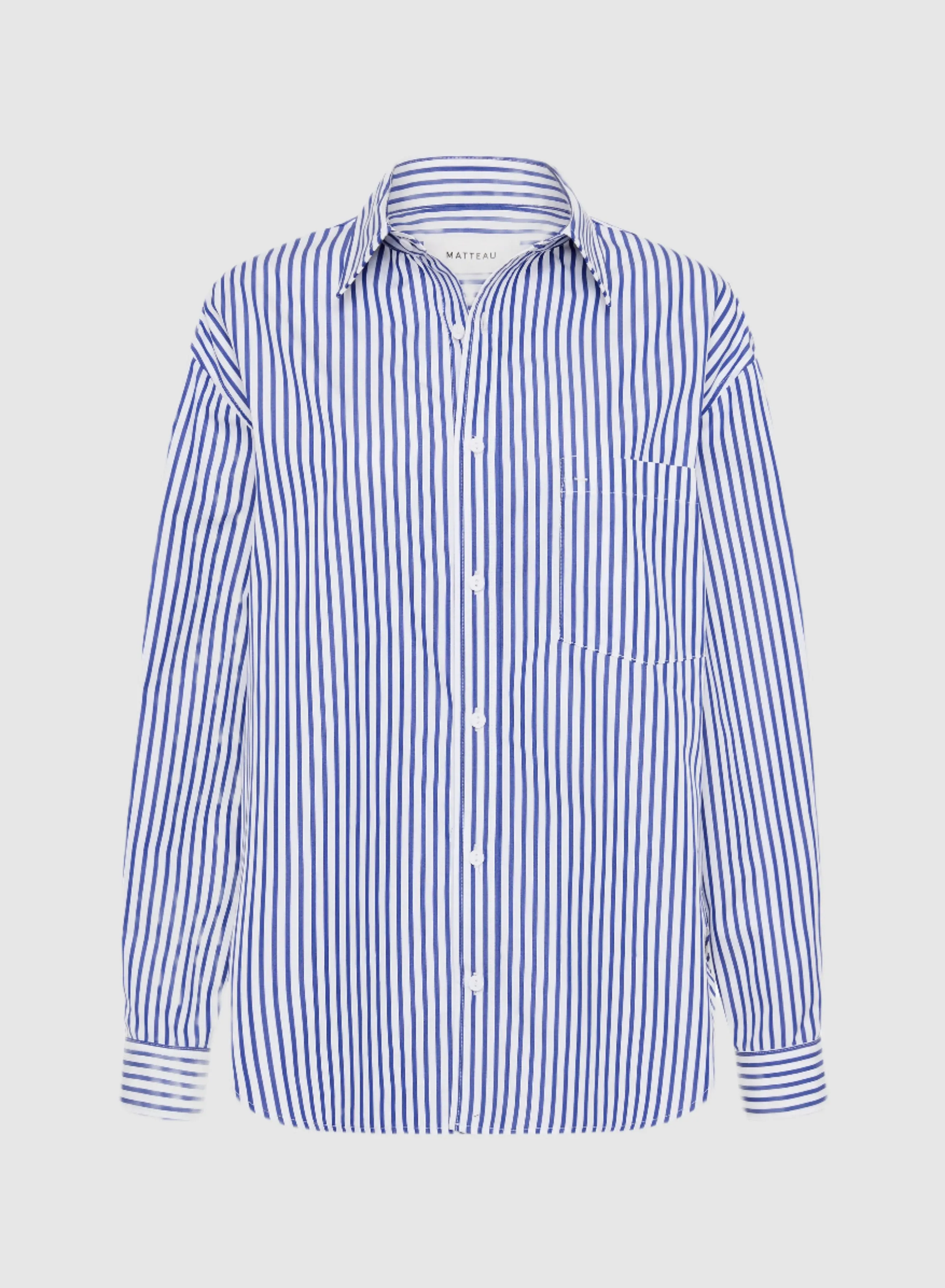 Matteau Classic Stripe Shirt in Cobalt Stripe