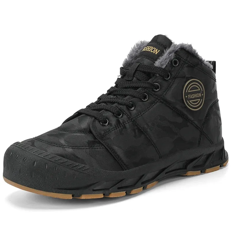 Men Waterproof Ankle Boots Winter Warm Plush Snow Boots