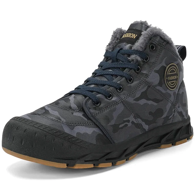 Men Waterproof Ankle Boots Winter Warm Plush Snow Boots