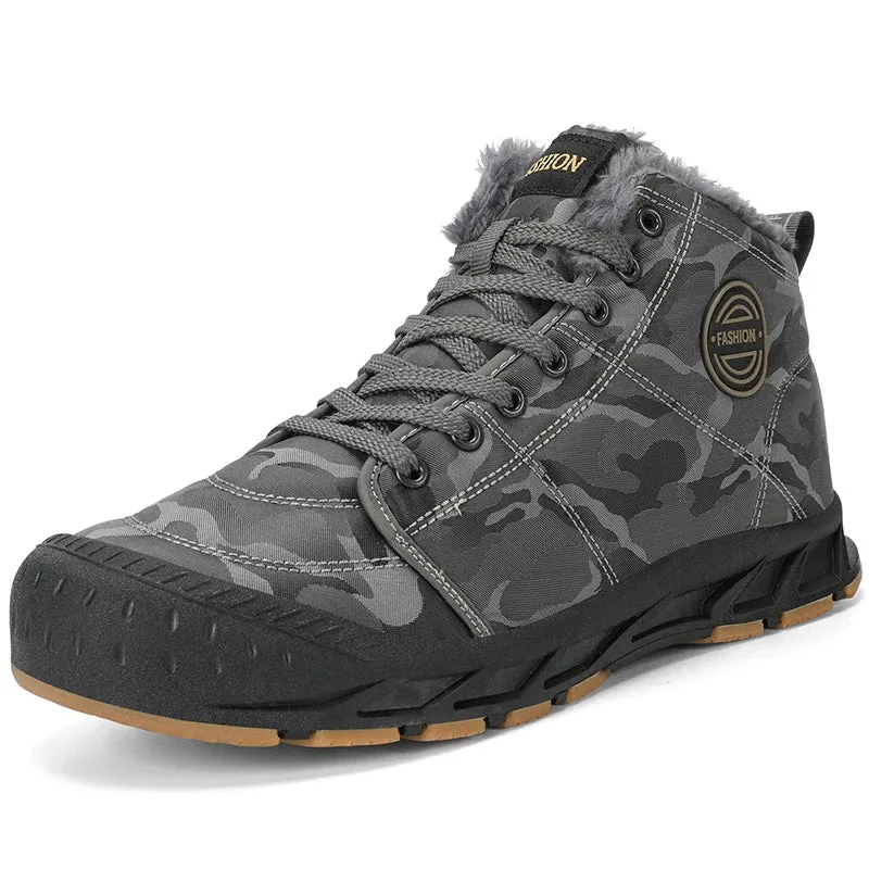 Men Waterproof Ankle Boots Winter Warm Plush Snow Boots