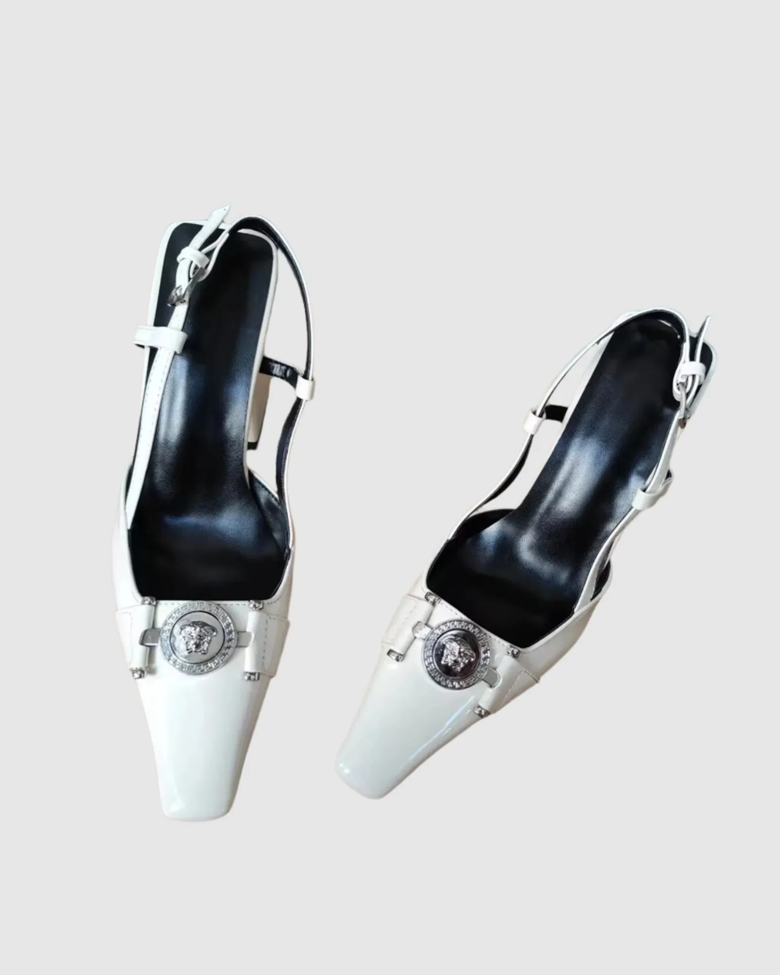 Miriana Leather Slingback Pumps In White