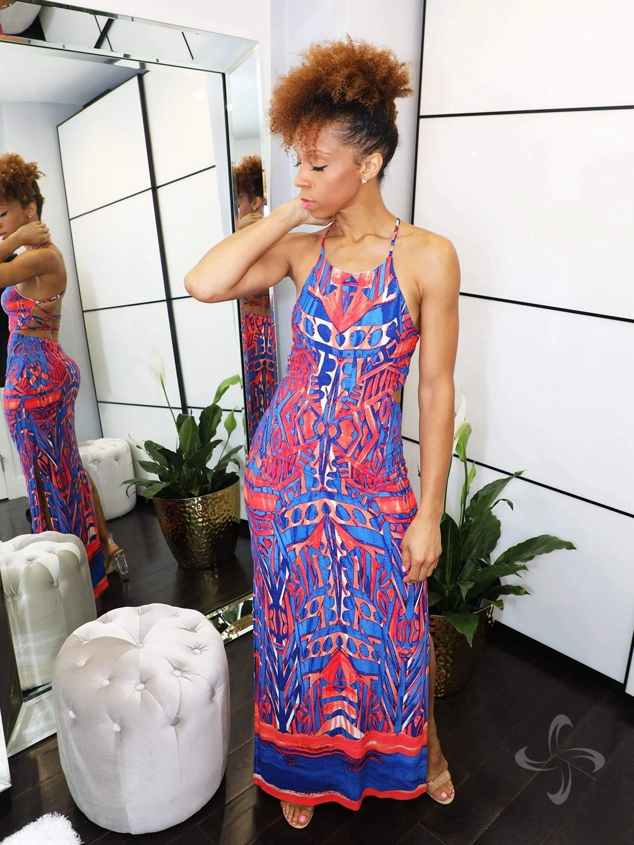 Mosaic Flows Orange | Summer Maxi Dress