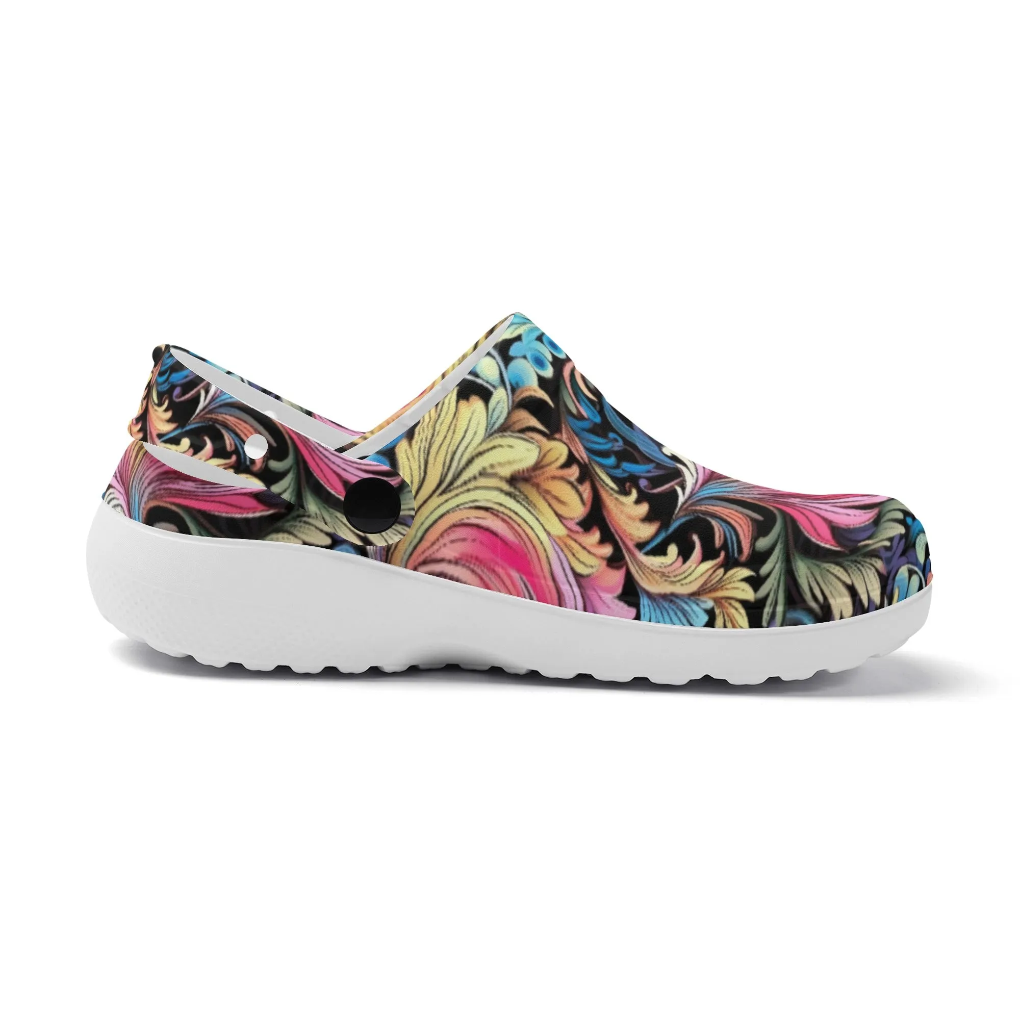Muted Rainbow Demask Design Casual Lightweight Slip On Nurse Style Clogs