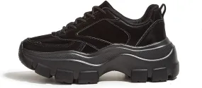 Niluber Women's Chunky Platform Sneakers Hologram Black White Silver Lace-Up Casual Fashion Walking Sport Rave Shoes