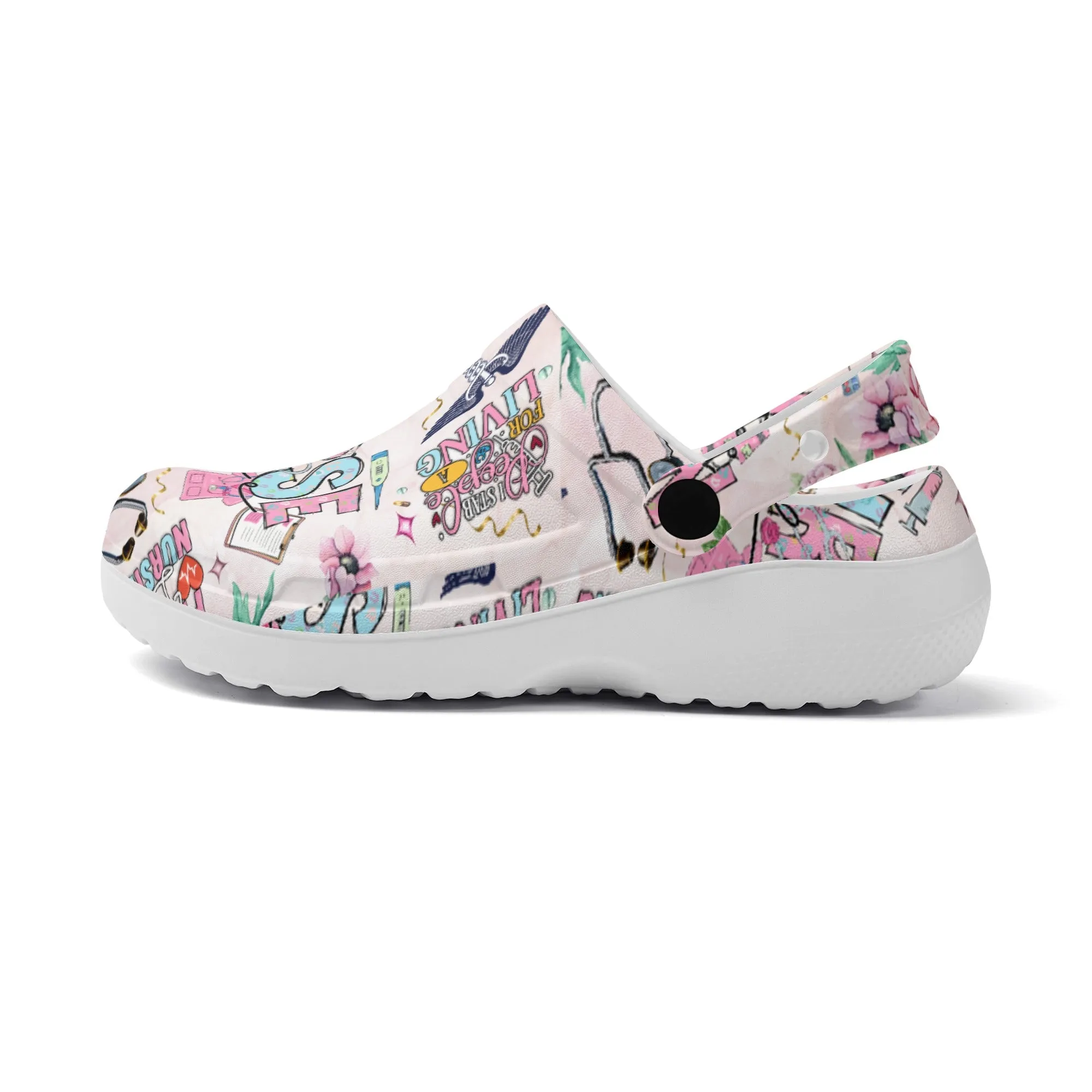 Nurse Life Design Casual Lightweight Slip On Nurse Style Clogs