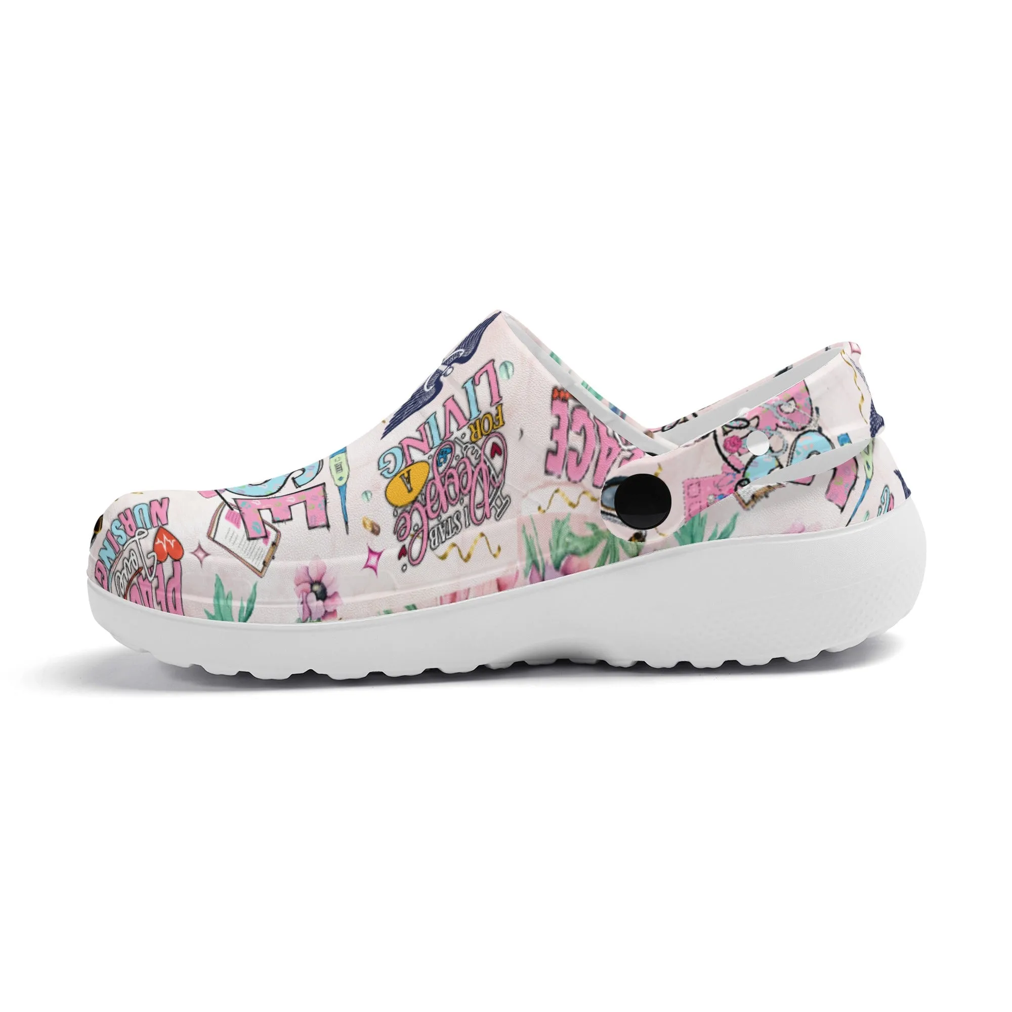 Nurse Life Design Casual Lightweight Slip On Nurse Style Clogs