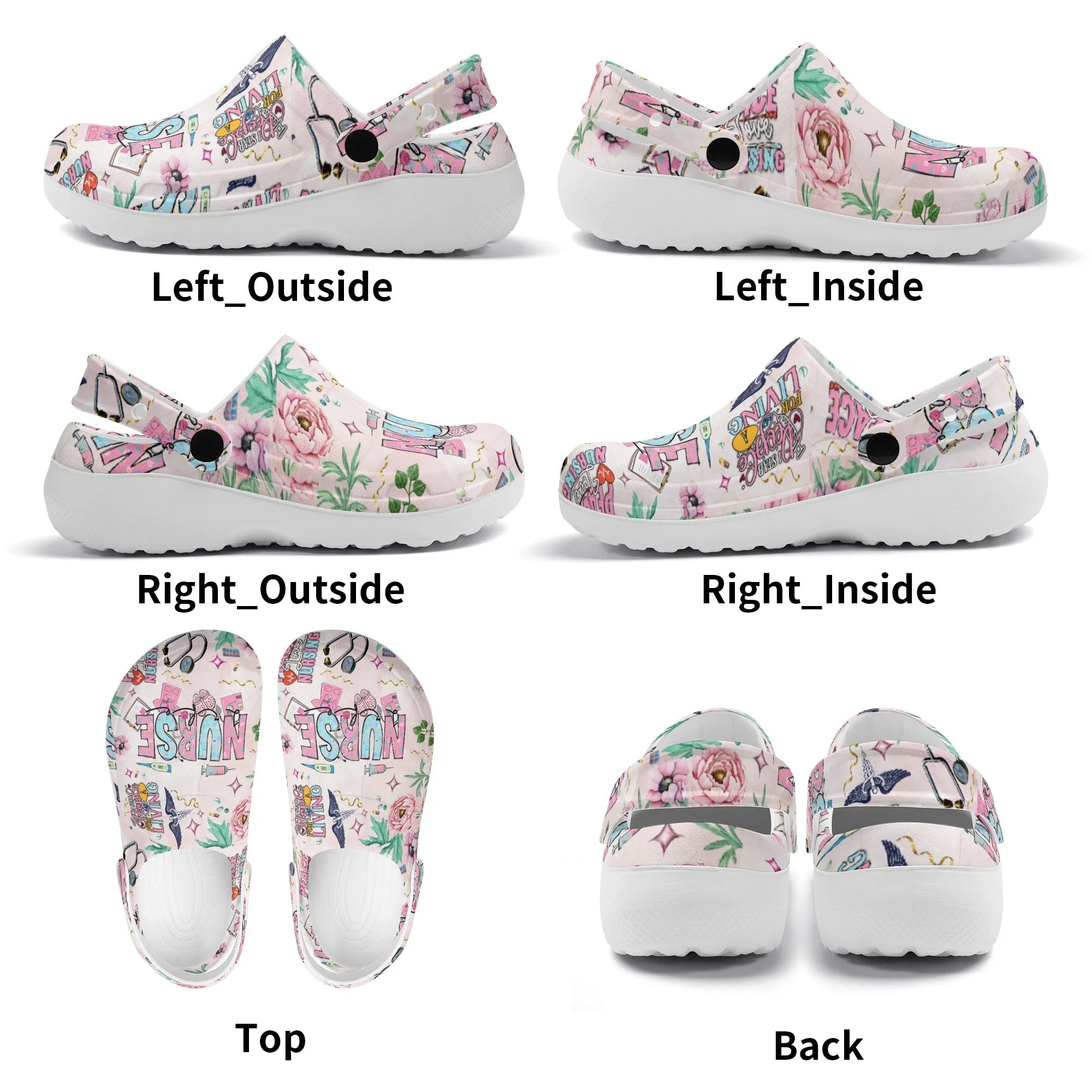 Nurse Life Design Casual Lightweight Slip On Nurse Style Clogs