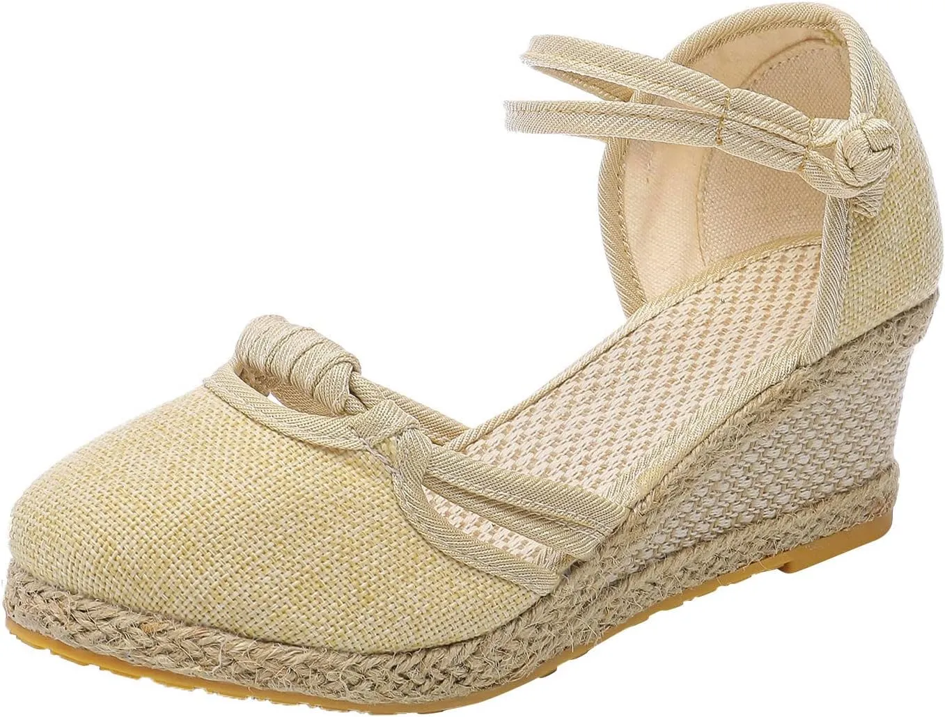 Ohxixhia Platform Sandals for Women Dressy, Espadrilles Button Ankle Strap Closed Toe Wedges Platform Sandal, Beach Sandals
