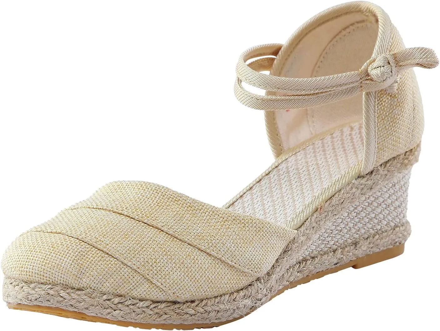 Ohxixhia Platform Sandals for Women Dressy, Espadrilles Button Ankle Strap Closed Toe Wedges Platform Sandal, Beach Sandals
