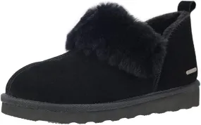 PAMIR Women's Genuine Suede Shearling Ankle Moccasin Booties Slippers Boots Memory Foam Indoor Outdoor