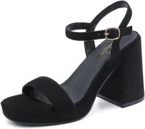 Platform Sandals Women Fashion Block Chunky Heeled Sandals Open Toe High Heels Evening Wedding Party Prom Dance Summer Ankle Strap Dress Shoes