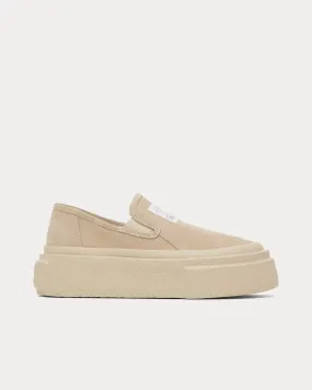 Platform Suede Beige Slip On Sneakers