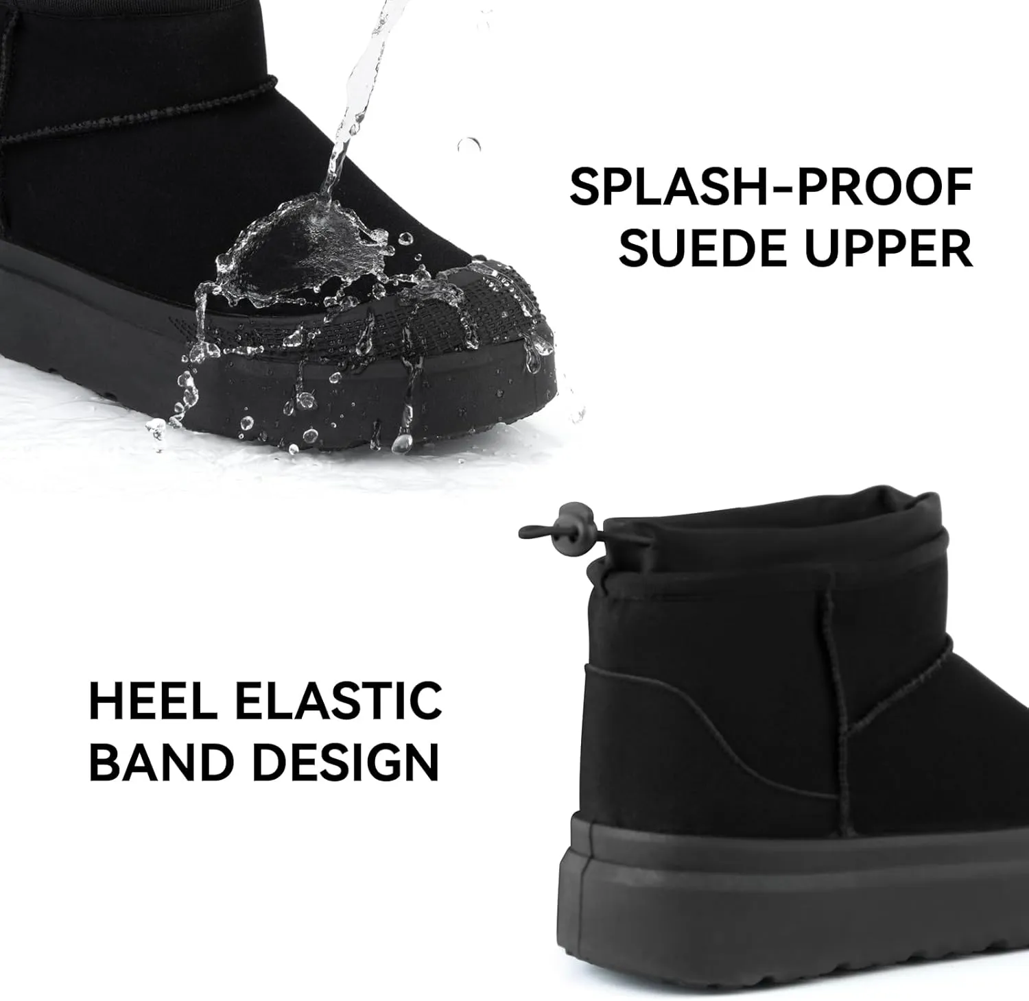 Samilor Platform Mini Boot for Women Short Ankle Boot Suede Upper Winter Boots Warm Fur Fleece Lined Snow Platform Boot for Outdoor