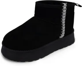 Samilor Platform Mini Boot for Women Short Ankle Boot Warm Fur Fleece Lined Winter Boots with Memory Foam Insole for Outdoor Indoor