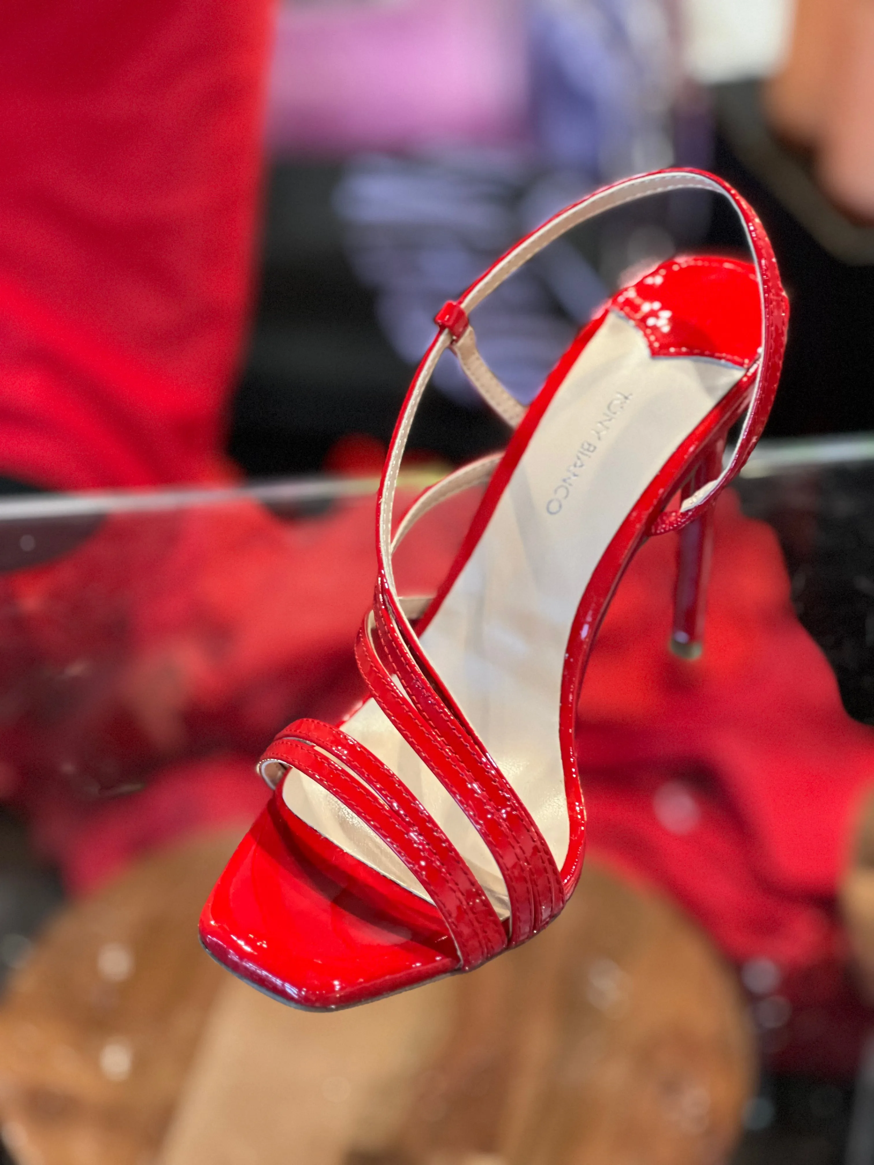 Selena Red Patent Strap Sandal