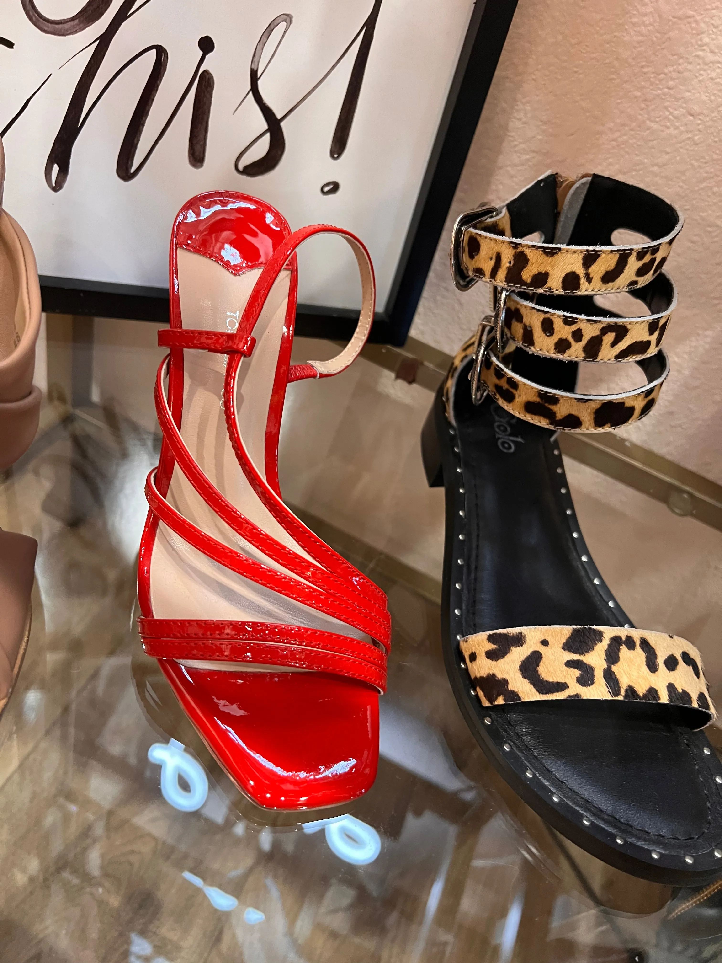 Selena Red Patent Strap Sandal