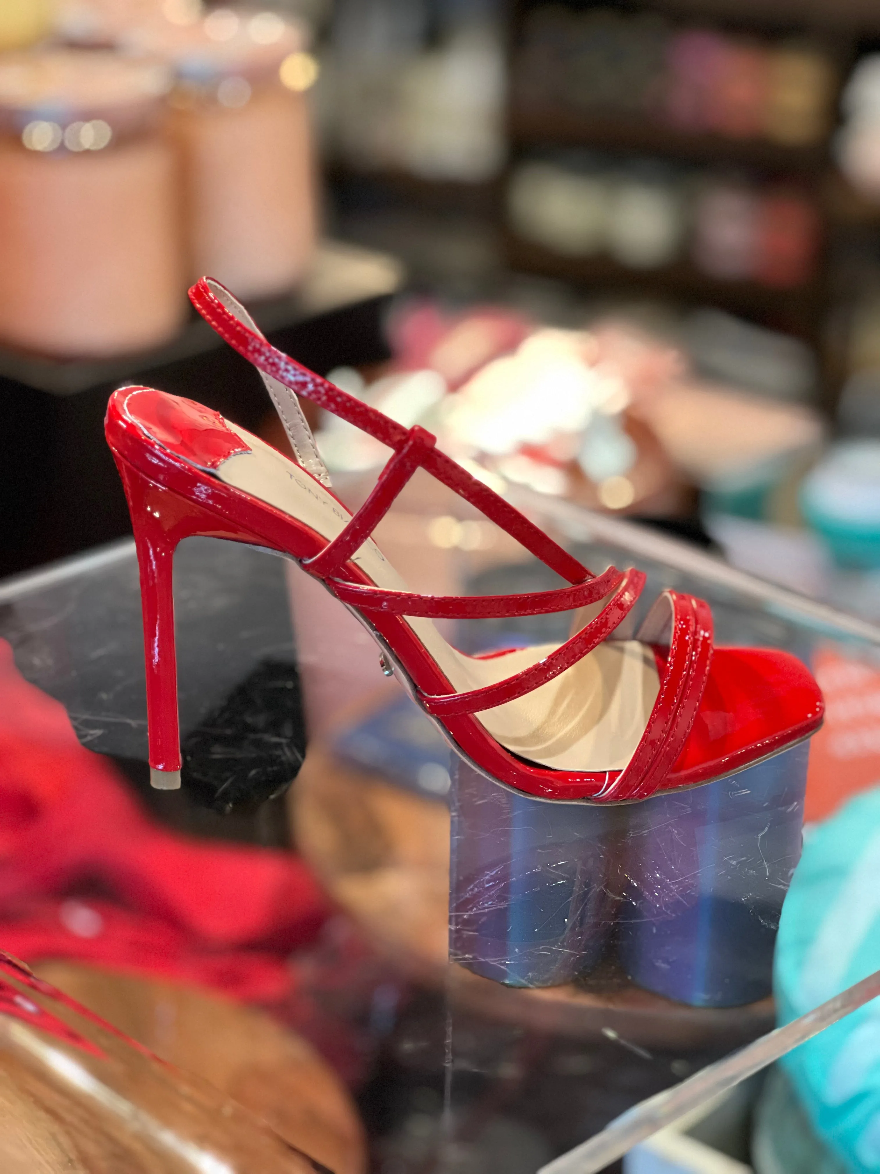 Selena Red Patent Strap Sandal