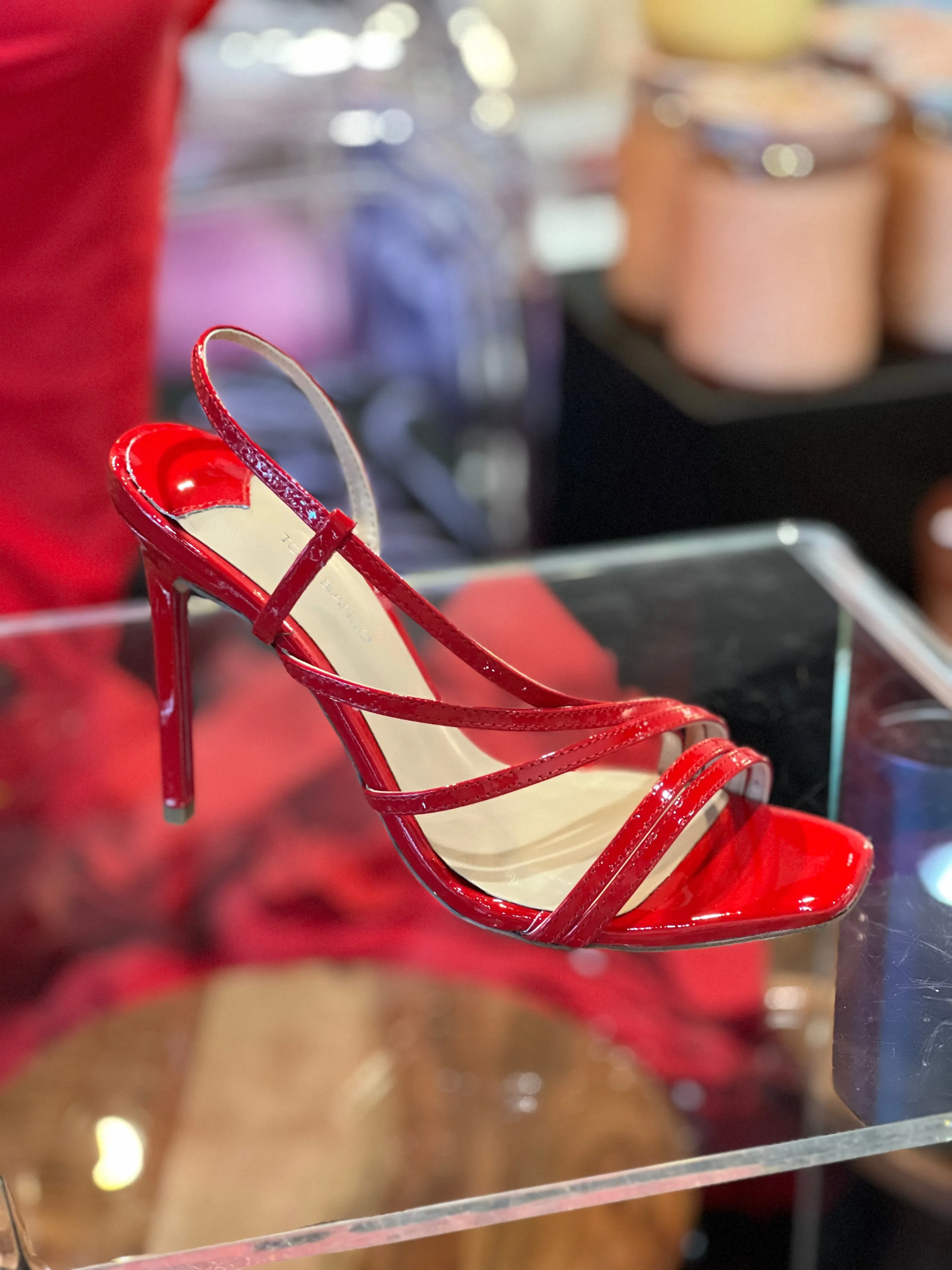 Selena Red Patent Strap Sandal