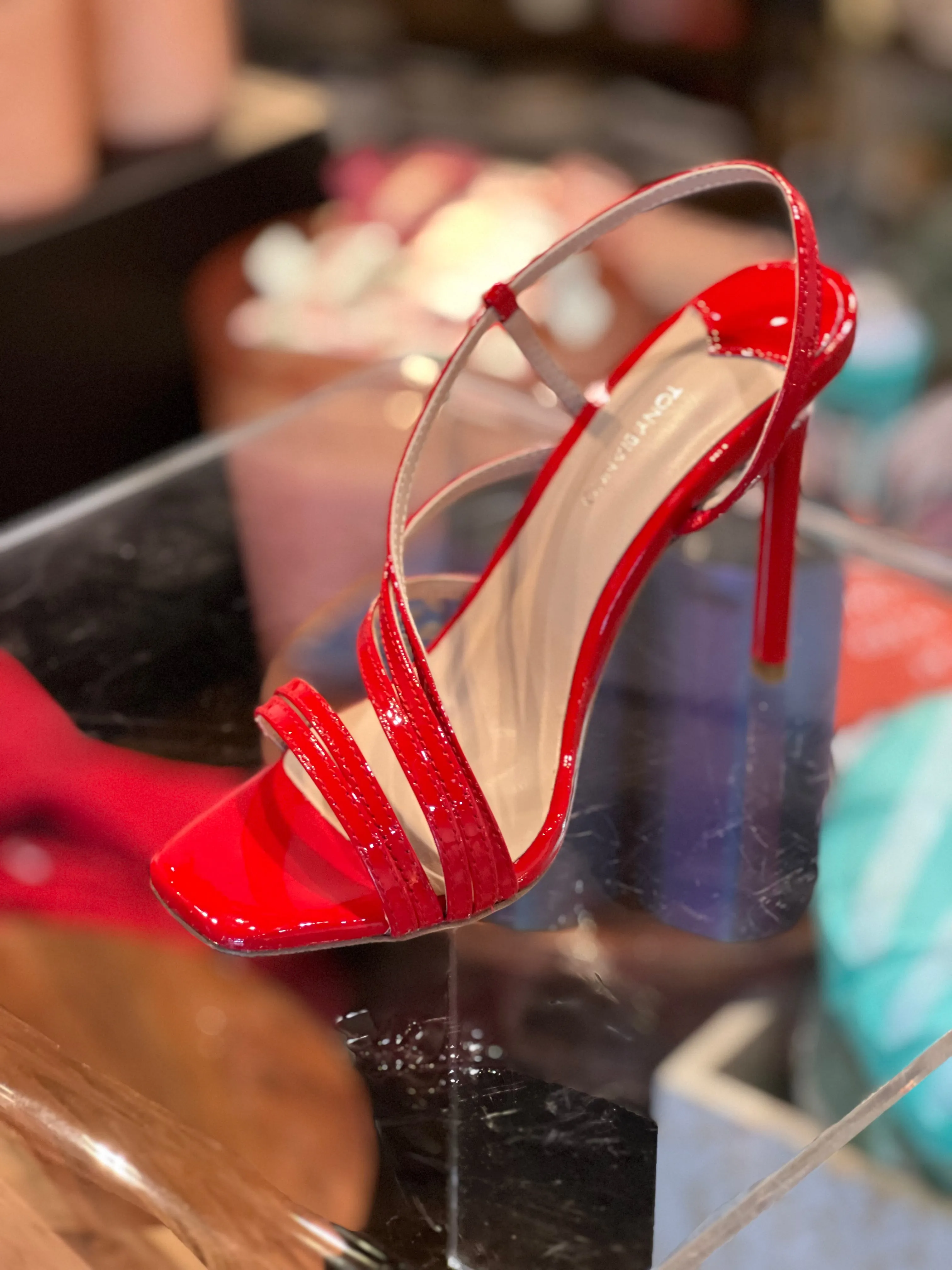 Selena Red Patent Strap Sandal