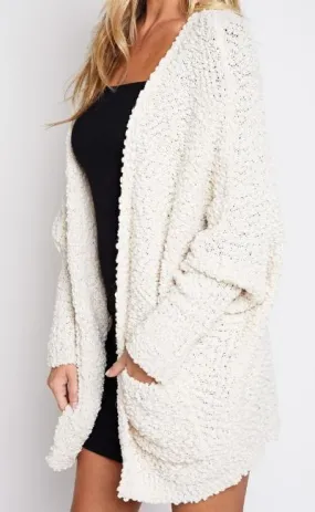 Unforgettable Soft Popcorn Knit Cardigan (Ivory)