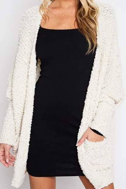 Unforgettable Soft Popcorn Knit Cardigan (Ivory)