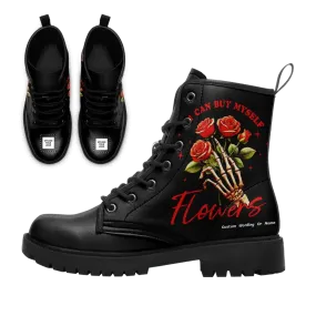 Unique Gift,Personalized Gothic with Love Boots, Custom Skull with Rose Boots, Fashion Winter Unisex Boots